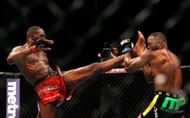 ATLANTA, GA - APRIL 21:  Jon Jones (L) kicks Rashad Evans during their light heavyweight title bout for UFC 145 at Philips Arena on April 21, 2012 in Atlanta, Georgia.  (Photo by Kevin C. Cox/Getty Images)